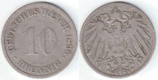 1896 G Germany 10 Pfennig A003004